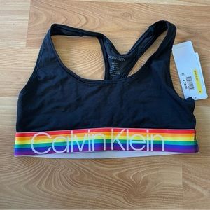 Calvin Klein pride edition black bralette with rainbow band
